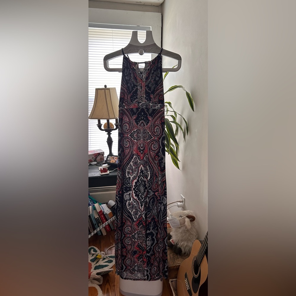 INC pink paisley maxi dress beaded on top as shown.